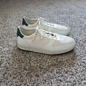 Clae Shoes Mens 10.5 Malone Vuori White Green Leather Mesh Casual Court Sneaker